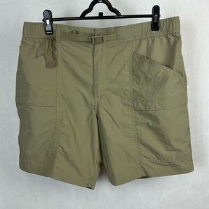 Eddie Bauer RipStop Tech Shorts Mens Sz Large Khaki Tan Adjustable Belt UPF